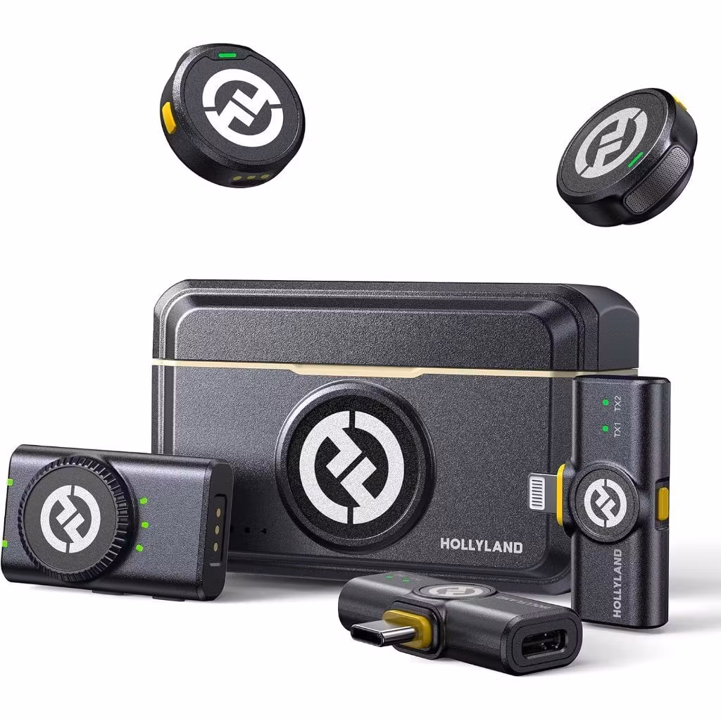 Microfone Lapela Bluetooth sem fio Hollyland Lark M2 Versão Lighting USB-C Câmera Combo Duo Original