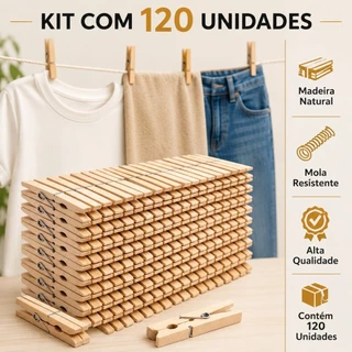 PRENDEDOR DE ROUPA EM MADEIRA PARA ARTESANATO | TAMANHO TRADICIONAL | ATÉ 120 UNIDADES