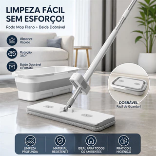 Esfregão Rodo Lazy Mop Mágico Limpeza Mop Flat 360°  Seco/Molhado,  Raspador Não Precisa E