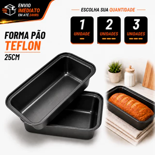 Forma Assadeira Pão Pães 1/2/3 25cm Teflon Antiaderente Não Gruda Pães Bolos Tortas Resist