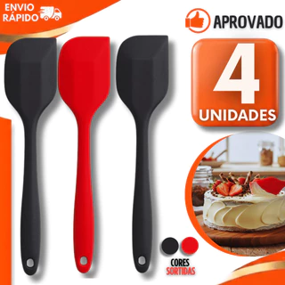 Kit Espátula Reta Silicone Reforçado Cor Sortidas Não Risca Panelas Multiuso Cozinha Confe