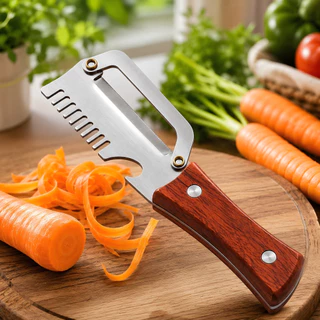 Descascador de Frutas e Legumes Faca de Cozinha Faca Inox Cabo de Madeira Aço Inoxidável D