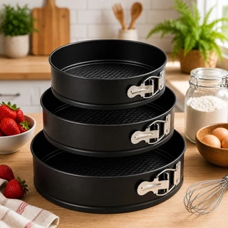 Jogo 3 Peças Forma de Bolo Torta com Fundo Removivel Redonda Lorben