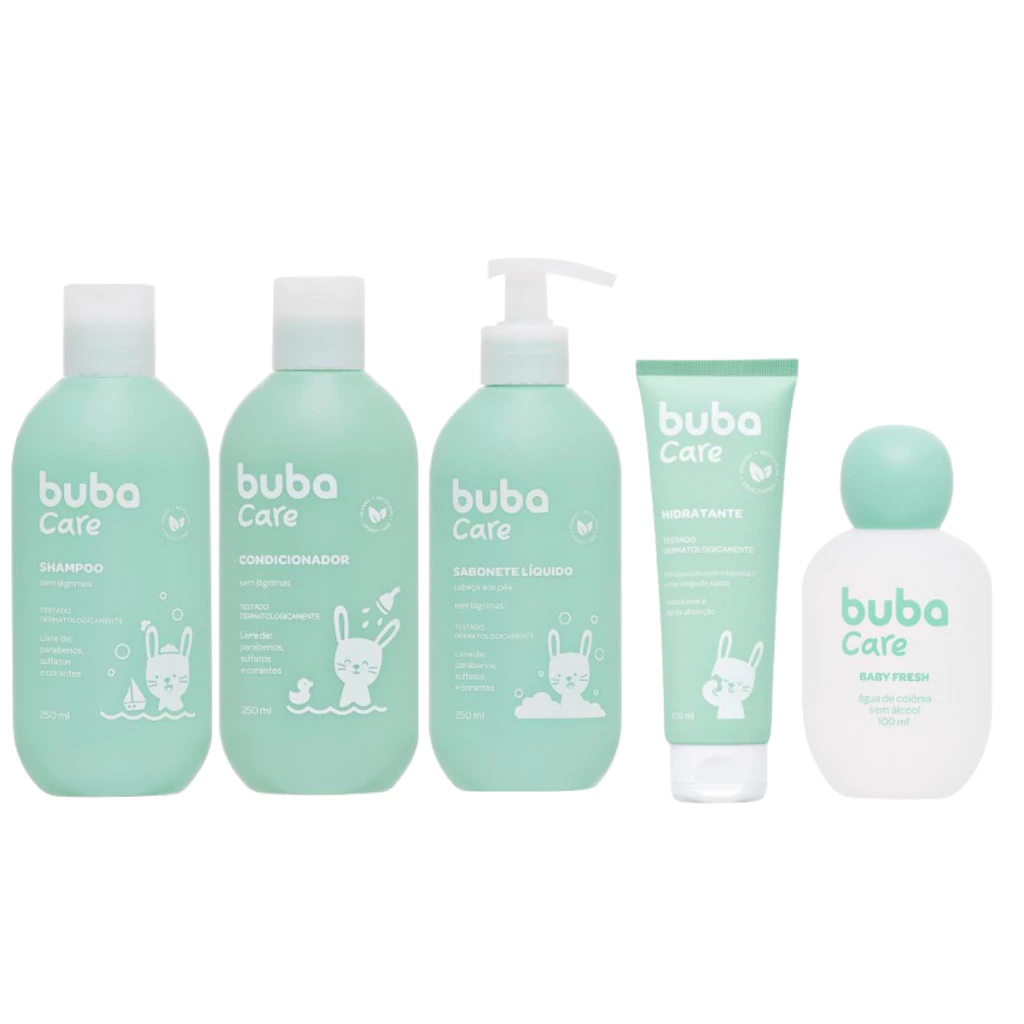 Kit Banho Bebê Buba Care Hipoalergênico e Vegano