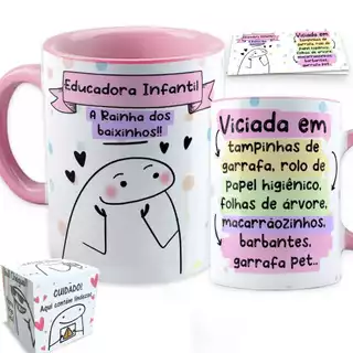 Caneca Personalizada Professora Dia dos Professores Educadora Porcelana Infantil Flork Eng