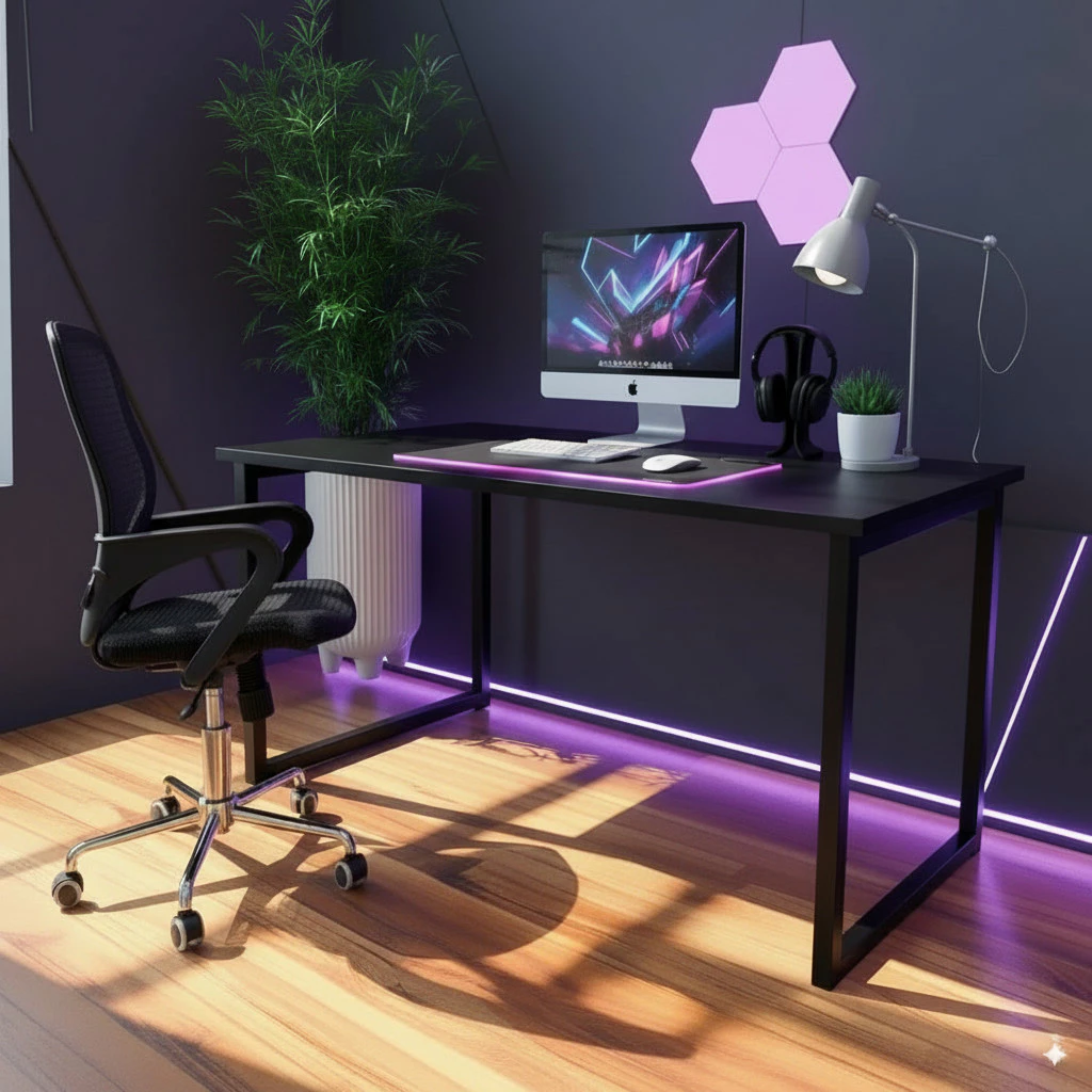 Escrivaninha Industrial Escritorio 120 Mesa Computador Escritorio Home office Loft Mobishop