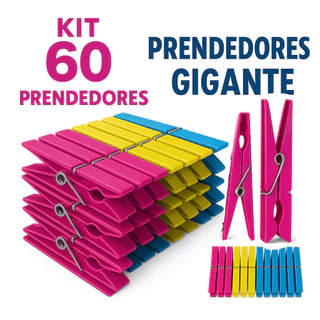 PREGADORES PRENDEDORES DE ROUPA GIGANTES EM PLÁSTICO REFORÇADOS - CORES SORTIDAS 12 A 60 U