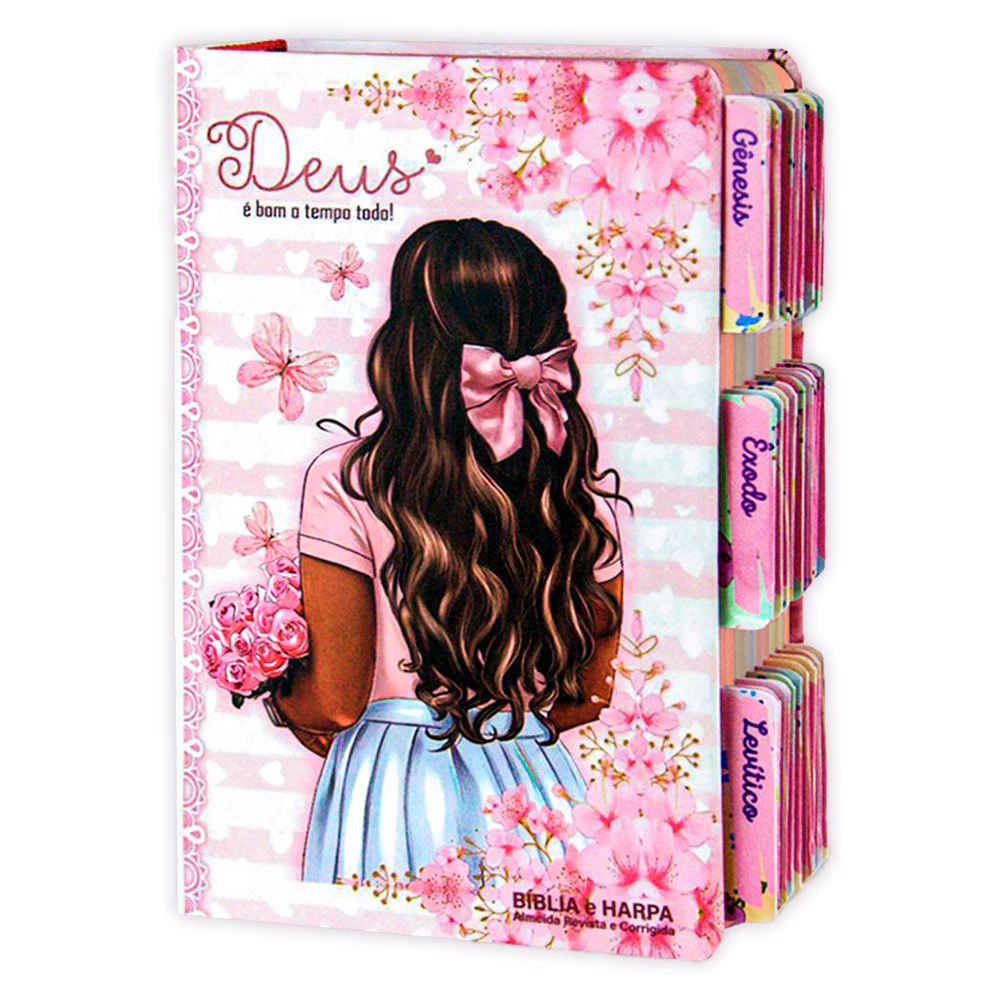 Bíblia Sagrada feminina com abas (ARC), capa floral aquarela