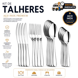 Jogo De Talheres 48 Peças Aço Inox 12 Facas 12 Garfos De Mesa 12 Colheres E 12 Colheres De