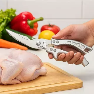 Tesoura de Cozinha Multifuncional P/ Frango, Carnes, Legumes e Aves