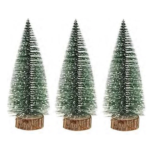 3 Mini Árvore De Mesa Nevada Ou Dourada Enfeite Decoração Festa Natal