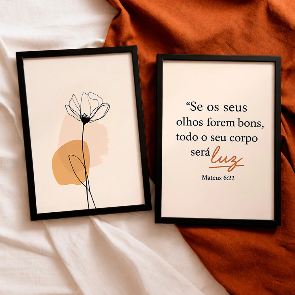 Kit 2 Quadros Minimalistas com Versículo