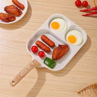 Frigideira 3 em 1 Multiuso Antiaderente Divisória para Pratos Ovos Fritos, Hambúrguer e Gr