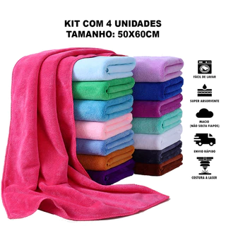 Kit 4 Panos Mágico de Chão Grande Super Absorvente de Microfibra para Limpeza Geral 50x60c