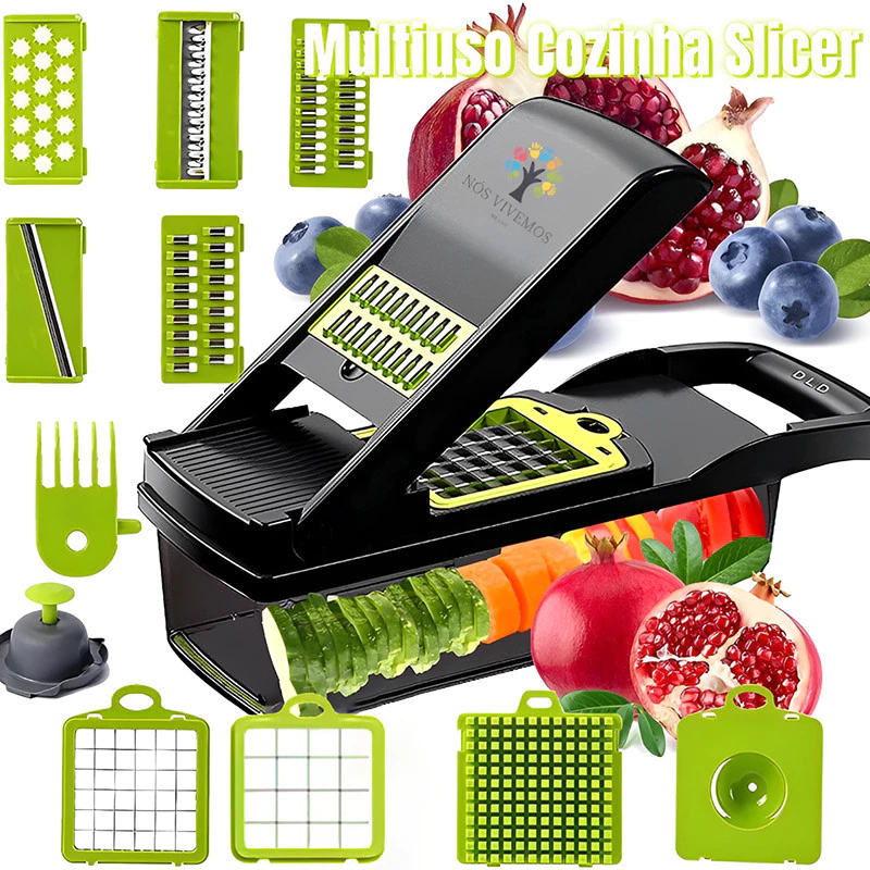 Fatiador Profissional Multifuncional De Aço Inoxidável 16 Em 1 Para Vegetais/Frutas/Legumes