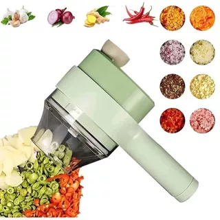 Cortador Elétrico de Legumes 4 em 1 Sem Fio USB Triturador de Alho e Vegetais Multifuncion