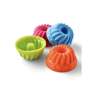 Kit 12 Forminhas 7,4x3,5 Cm de Silicone Mini Pudim Bolo Forma Assadeira Redonda Antiaderen