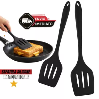 Espátula de Silicone Vazado Reforçada | Utensílio de Cozinha Antiaderente para Frituras e
