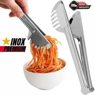 Pegador de Massa e Salada em Aço Inox com Garras | Utensílio de Cozinha para Servir com Pr