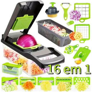 Fatiador Cortar 16 em 1 Cortador de Cozinha Multifuncional de Aço Inoxidável Legumes Comid