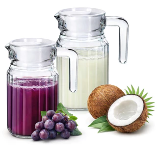 Kit com 2 Jarra C/ Tampa 500ml Em vidro Transparente