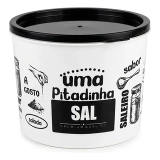 Pote Porta Mantimentos Sal 1 Litro Redondo Branco Decorado Saleiro Organizador de Cozinha