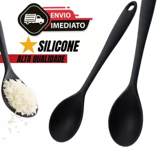 Colher de Silicone Reforçada Antiaderente Utensílio para Cozinha, Massas, Molhos e Alta Te