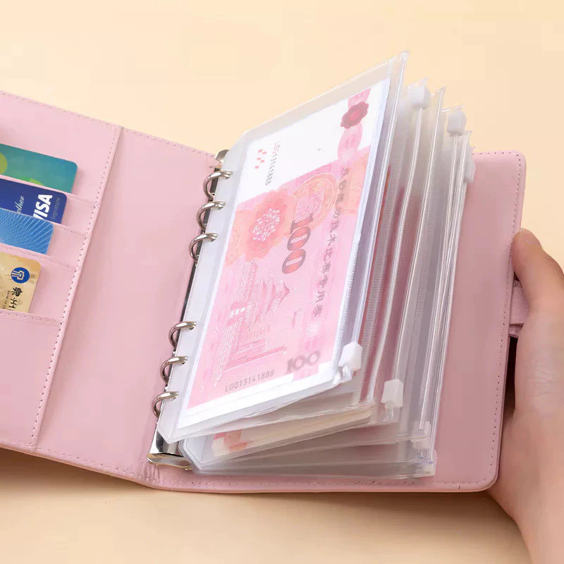 Caderno de orçamento A6 com 12 envelopes e zíper