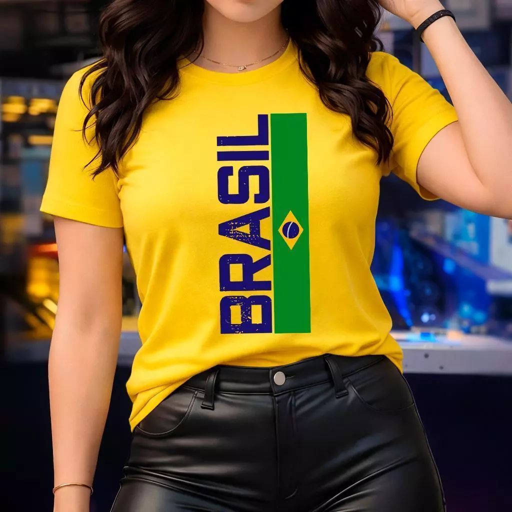 Camisa Do Brasil feminina Blusa Feminina Camiseta Copa Do Mundo T-shirt Exa Camisa Casual 100% Algodão Canisa da selecao feminina