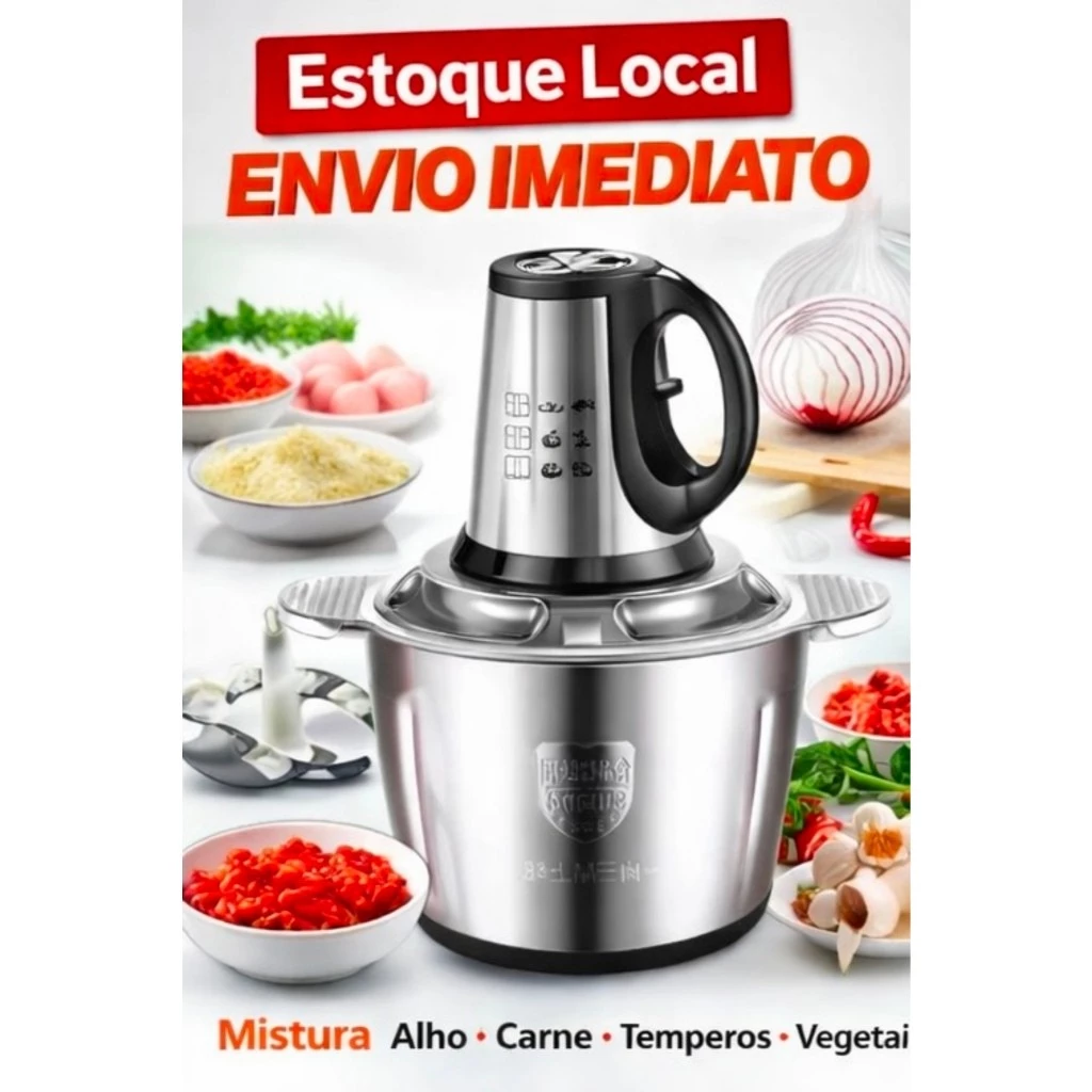 2L/3L Picador De Alimentos Moedor De Carne Mixer Elétrica Processador Cozinha Casa Alho - 110v-220v