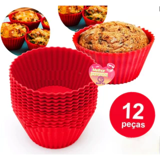 Kit 12 Pecas Forminha De Silicone Forma Assadeira Para Cupcake Capcake Mini Bolo - Air Fry