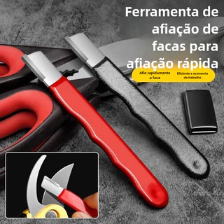 Afiador Amolador de Facas Aço Pedra Diamantada Tesoura Jardinagem Cabo Antiderrapante