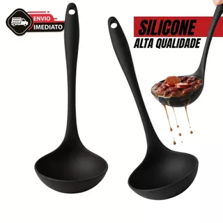 Concha de Silicone Reforçada Utensílio de Cozinha Resistente para Caldos, Sopas e Alimento