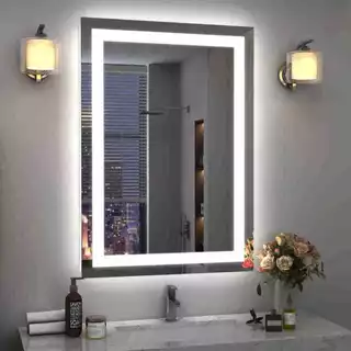 Espelho LED Retangular 80x50 cm Jateado para Banheiro